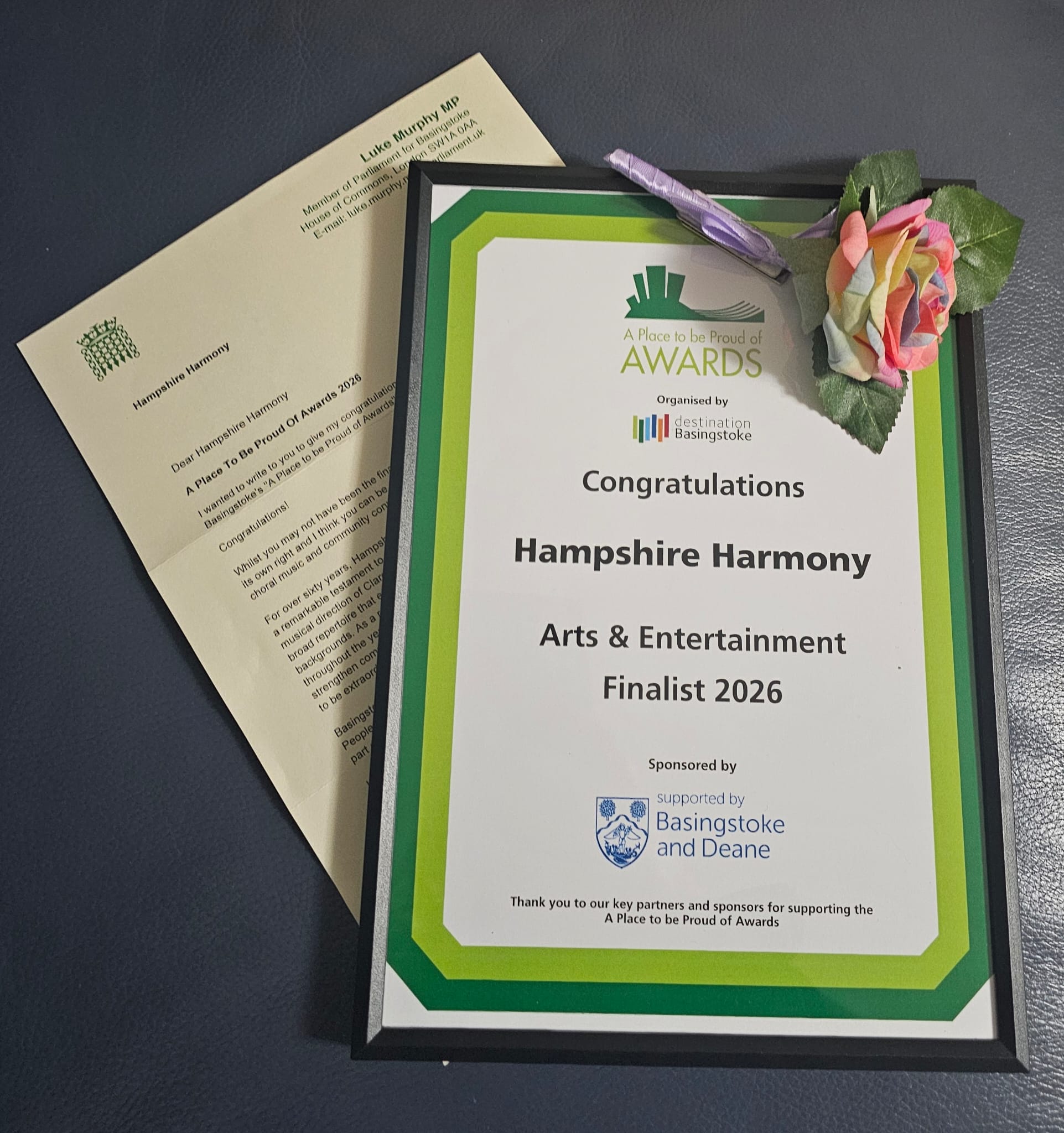 Finalist for "A place to be proud of" Award 2026